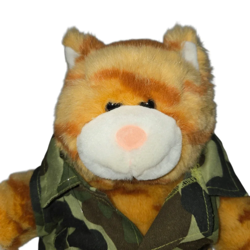 Build A Bear‎ Workshop Orange Tabby Cat Plush Camo Shirt 16 Inch